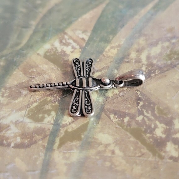 Vintage Sterling Silver 925 Dragonfly Pendant 199… - image 5