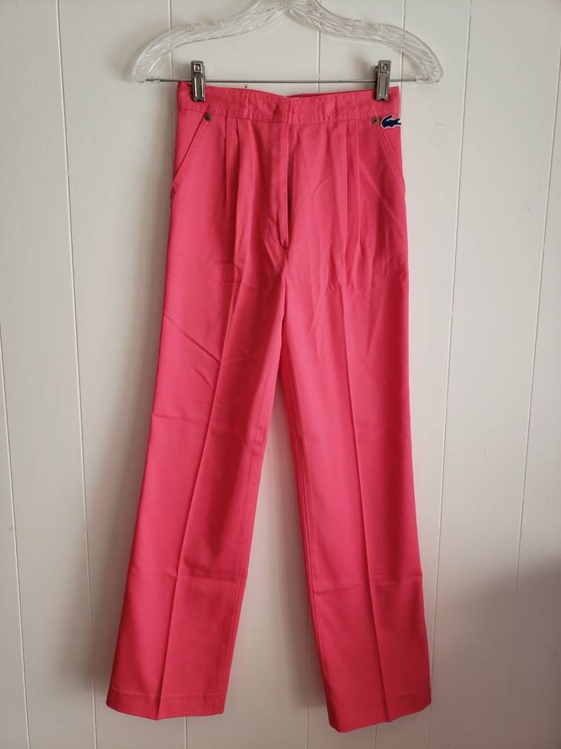 Vintage Never Worn Izod For Girls Lacoste Girls Hot Pink Pants Hidden Button Size 12 Made in the USA Creased Darts 1980s image 3