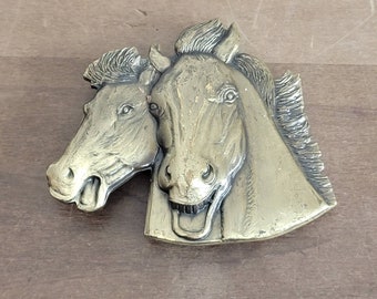 Vintage Running Horses Figural Design Brass Colored Belt 