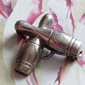 Vintage Bowling Pins Brooch Pin Sterling Silver League