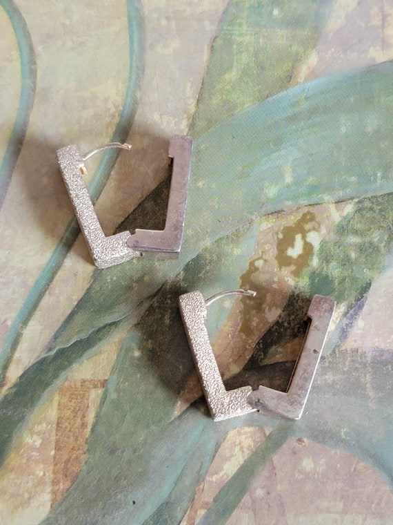 Vintage ALF Hinged Textured Rectangular Earrings … - image 7