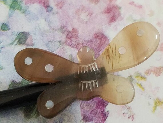 SALE Vintage Wooden Butterfly Hair Stick 1980s Hai