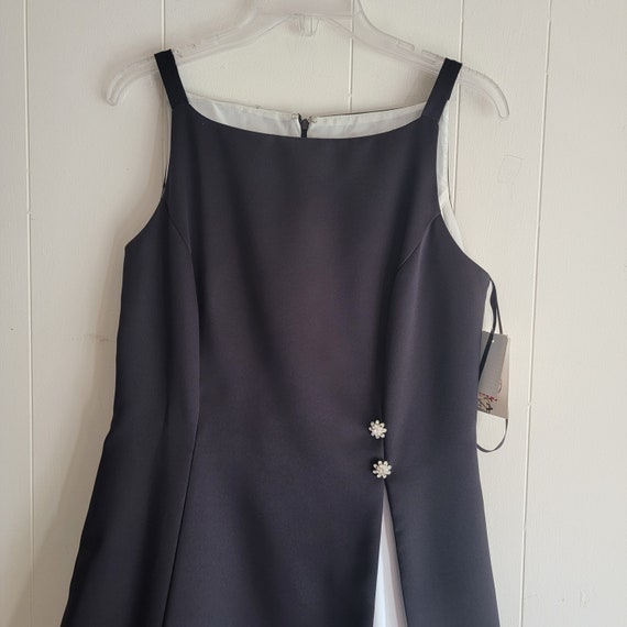 betsy and adam black and white dress Carmela Long Scuba Crepe Dress with Satin Bow main image 1