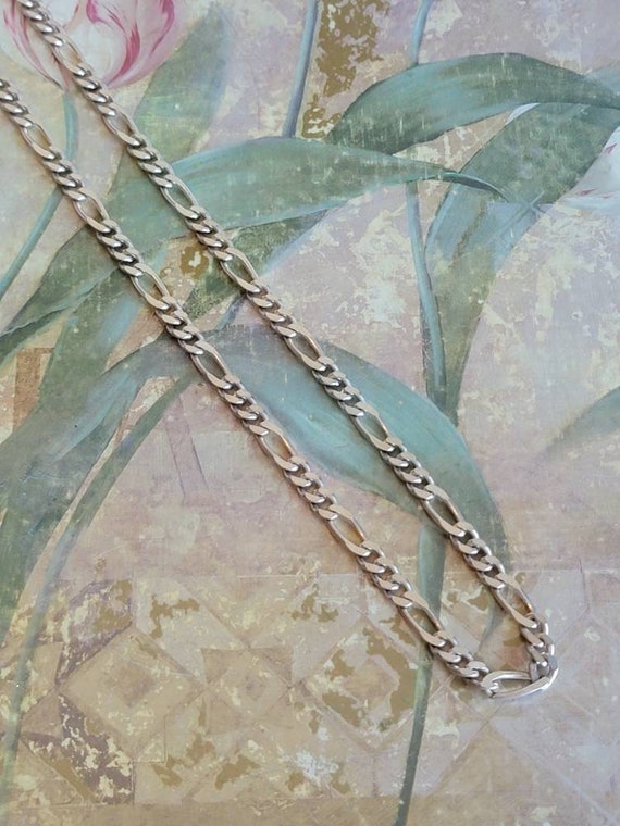 Vintage HAN Sterling Silver Figaro Necklace Link … - image 3