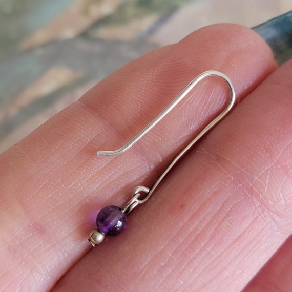 Vintage Sterling Silver and Amethyst Bead Earring… - image 7