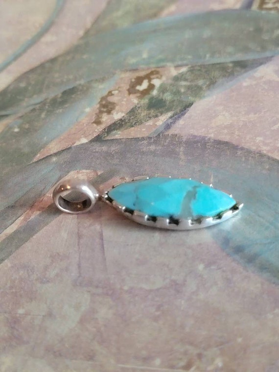 Vintage Sterling Silver and Faceted Turquoise Dia… - image 9