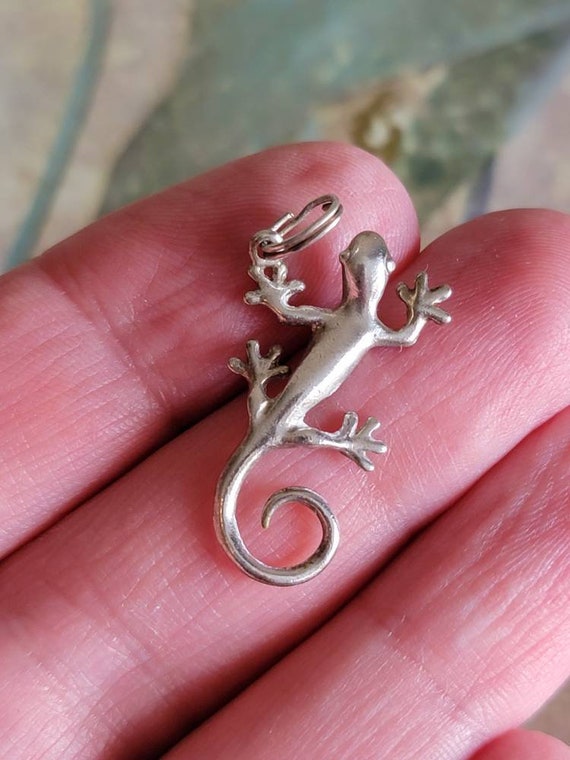 Vintage Sterling Silver Lizard Pendant 1990s - image 8