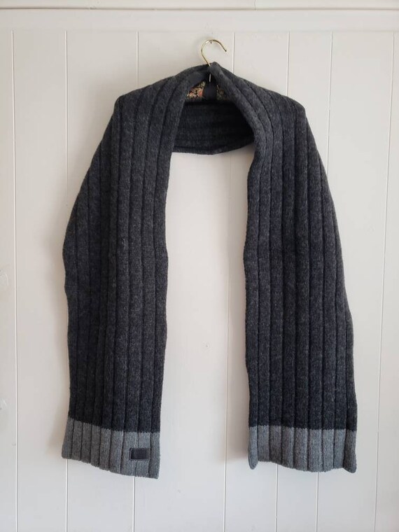 Vintage Coach Scarf 100% Wool Dark Gray Almost Bl… - image 6