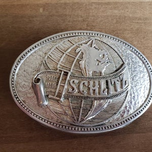 Vintage Trade Mark Schlitz Belt Buckle Beer Father's Day image 1