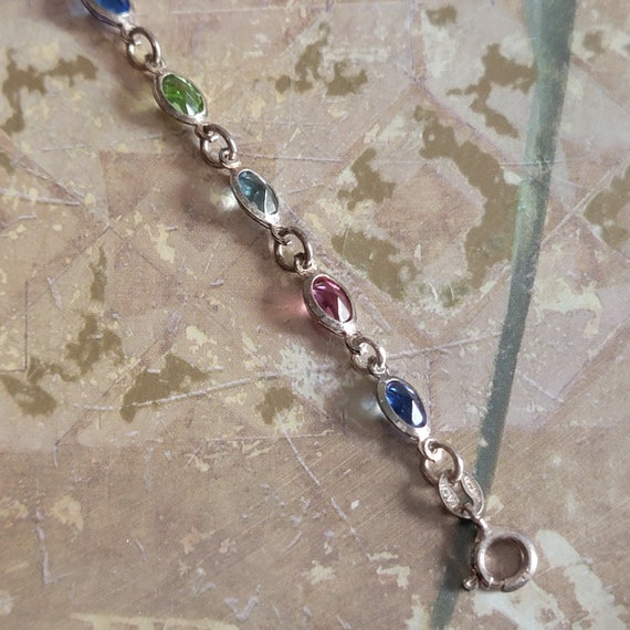 Vintage Sterling Silver and Multicolor Faceted Gl… - image 6