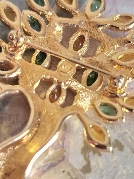 Vintage Swarovski Tree of Life Gold Tone Metal an… - image 6