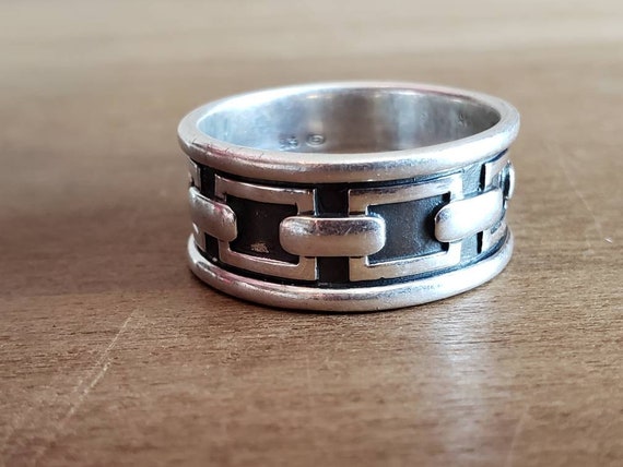 Vintage Sterling Silver Band Ring Size 10 Wedding… - image 4