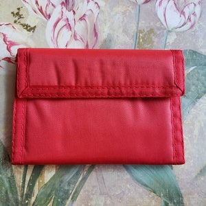 Vintage Hook Adhesive Wallet Rojo con contraste negro década de 1980