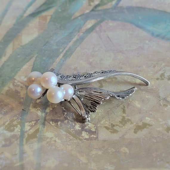 VIntage Signed Mikimoto Sterling Silver and Pearl… - image 3