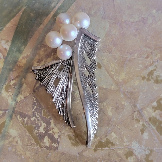 VIntage Signed Mikimoto Sterling Silver and Pearl… - image 1