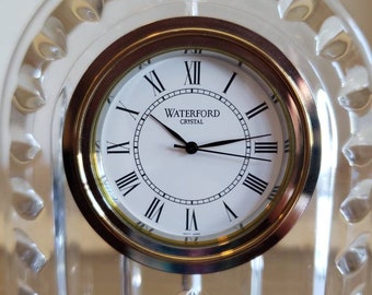 Vintage Waterford Time Pieces Ireland Clock Office Gift Silver Tone Crystal Original Box and Paperwork