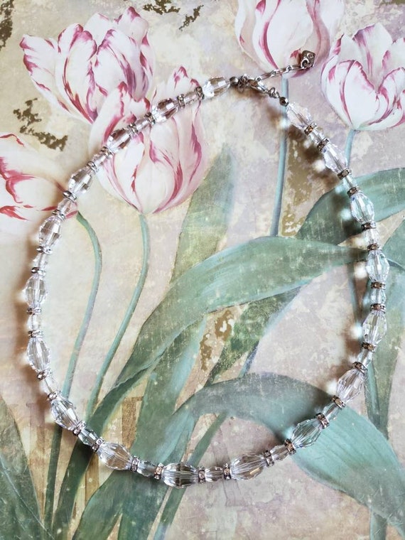 Vintage Swarovski Clear Crystal Necklace Faceted R