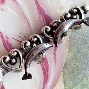 Vintage Sterling Silver Dolphin Stud Earrings 1990&#39;s Pierced Ears Posts
