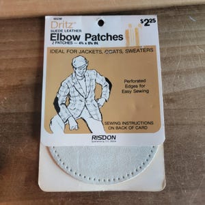 LAST ONE Vintage 1 Dead Stock Dritz Set of Suede Leather Cream Elbow Patches DIY Sewing