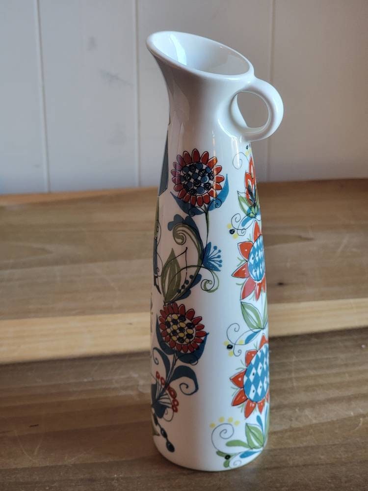 Vintage Saga Norsk Design Handcrafted Silkscreen Vase or Pitcher