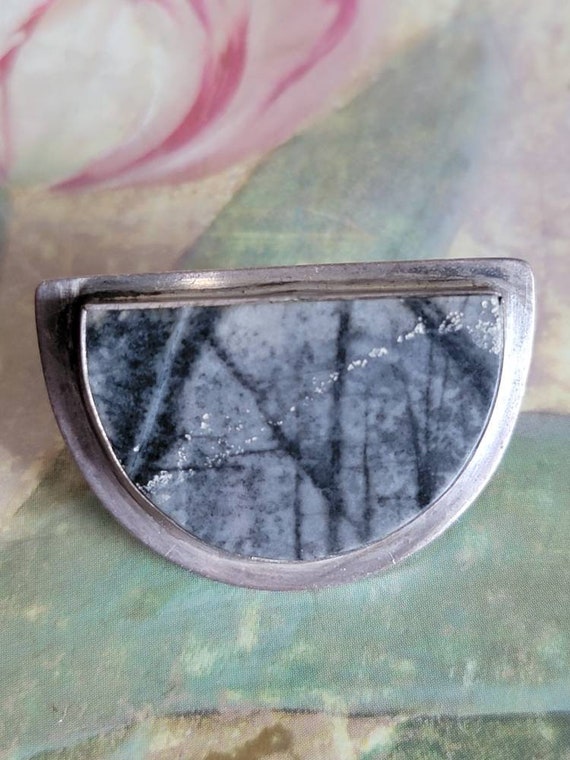 Vintage Elyse Sterling Silver and Gray Agate Gray… - image 3