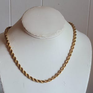 Vintage Signed Monet Gold Tone Metal Twist Necklace Costume Jewelry