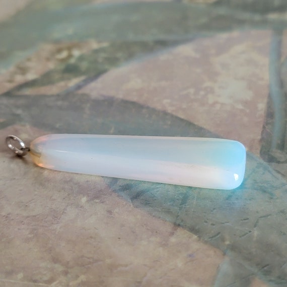 Vintage Sterling Silver and Opalescent Opalite Lo… - image 3