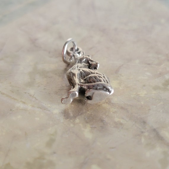 Vintage Sterling Silver Howling Coyote Pendant or… - image 6