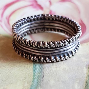 Vintage Sterling Silver 925 Band Ring 1980s Repeating Pattern Wedding ...