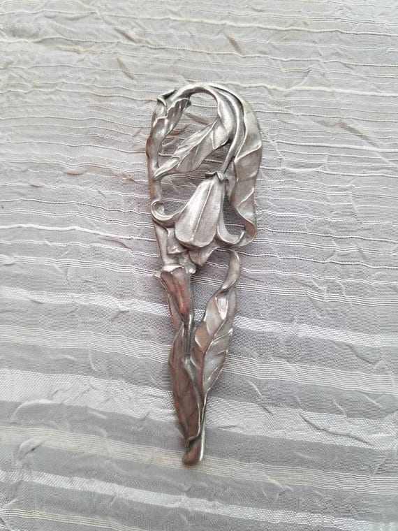 Vintage Seagull Pewter Canada Floral Brooch or Pi… - image 6
