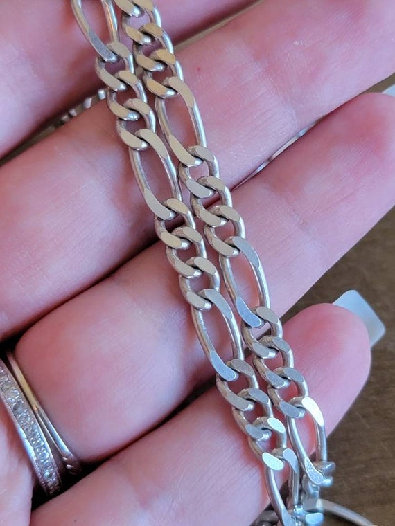 Vintage HAN Sterling Silver Figaro Necklace Link … - image 7