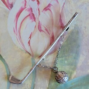 Vintage Beau Sterling Silver Golf Club Golf Putter Golf Ball Brooch Pin