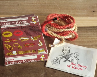 Vintage Lots O' Knots Real Natural Rope Tying Kit as Is 