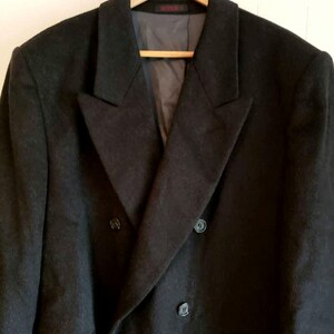 Vintage Boston Traders Wool Coat - Gray Black 1980s Size 44R