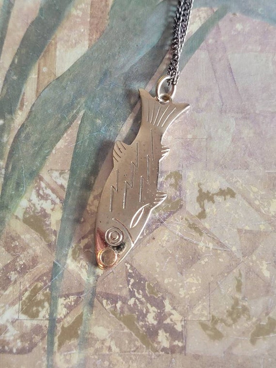 Vintage Atlantic Lures Inc Providence, RI Promotional Fish Lure Pendant and Chain