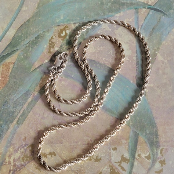 Vintage Sterling Silver Twist Rope Necklace 925 - image 6