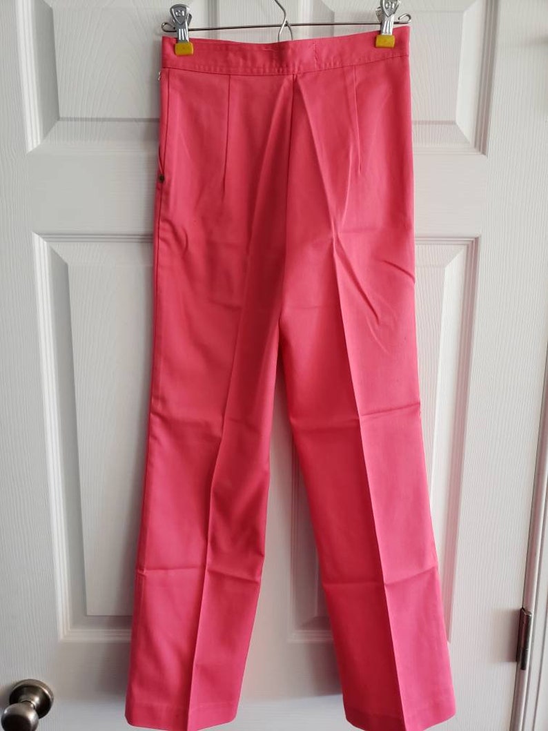 Vintage Never Worn Izod For Girls Lacoste Girls Hot Pink Pants Hidden Button Size 12 Made in the USA Creased Darts 1980s image 5