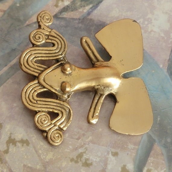 Vintage Alva Studios Alva Museum Replicas Gold Tone Chiriqui Frog Brooch or Pin