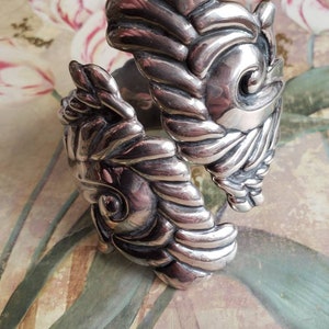 Vintage Taxco Large Sterling Silver Hinged Clamper Bracelet Jewelry Made in Mexico 925
