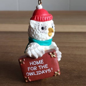 Vintage Hallmark Keepsake Christmas Ornament 1990 Owl Home for the Owlidays!