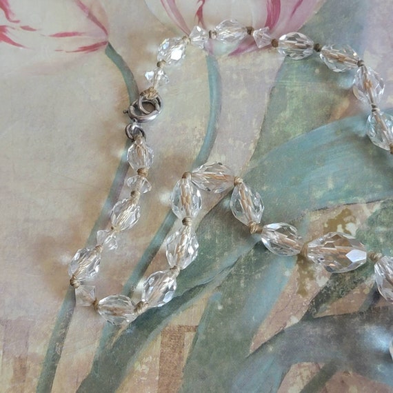 Vintage Clear Faceted Cut Glass Beaded Graduated … - image 4