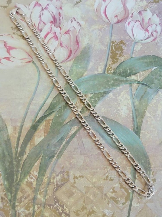 Vintage HAN Sterling Silver Figaro Necklace Link … - image 8