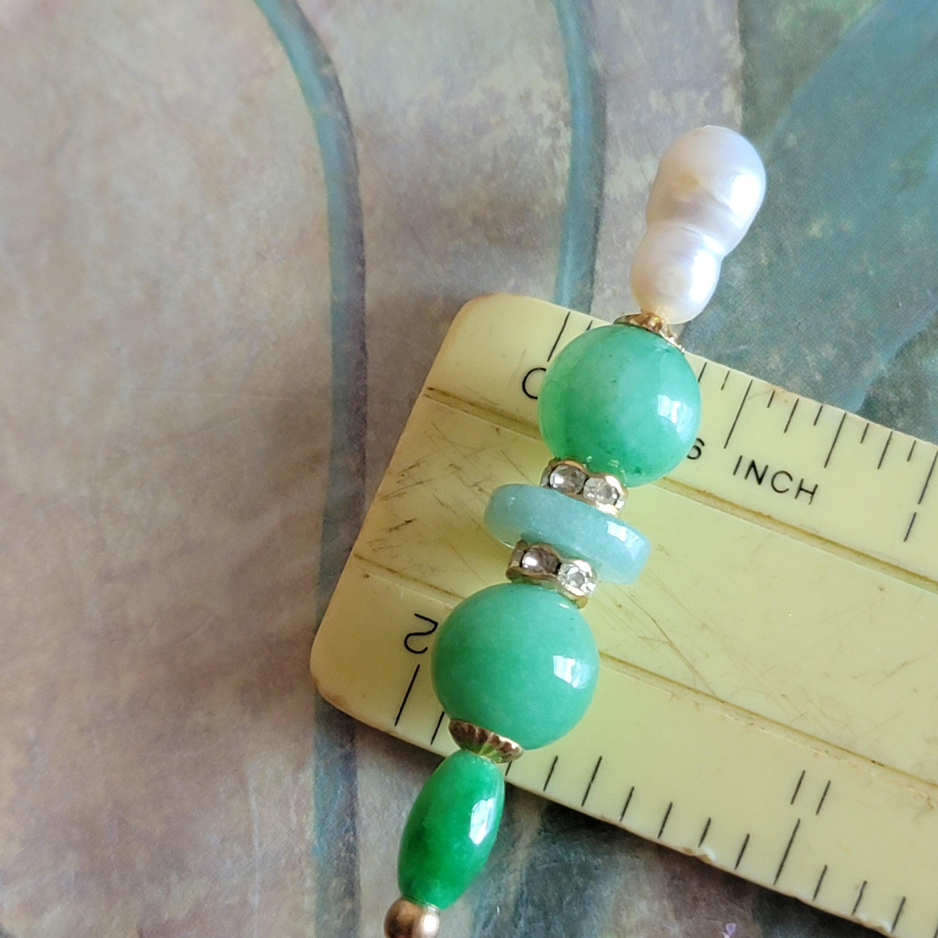 Vintage Freshwater Pearl Green Beads Hat Pin - Etsy display picture 3