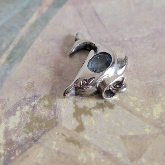 Vintage Sterling Silver and Blue Gemstone Dolphin… - image 5