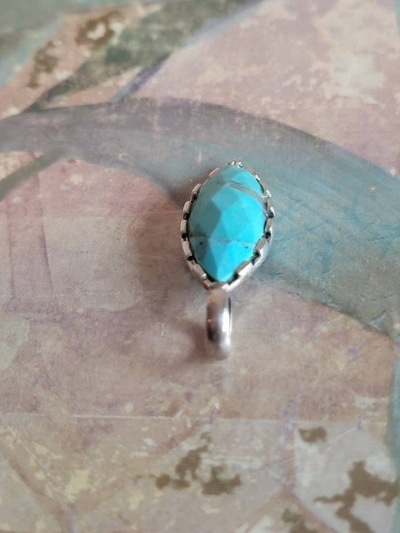Vintage Sterling Silver and Faceted Turquoise Dia… - image 3