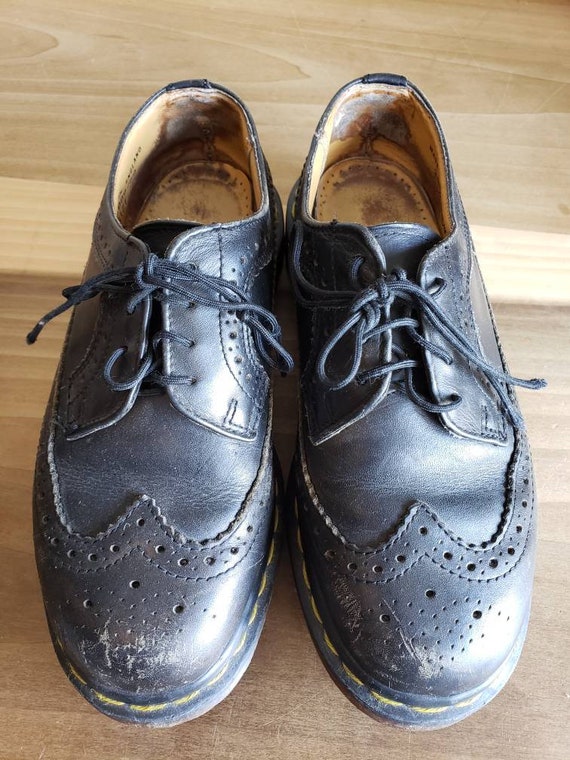 Vintage Black Leather Wingtips Oxfords 4 Eye Doc M