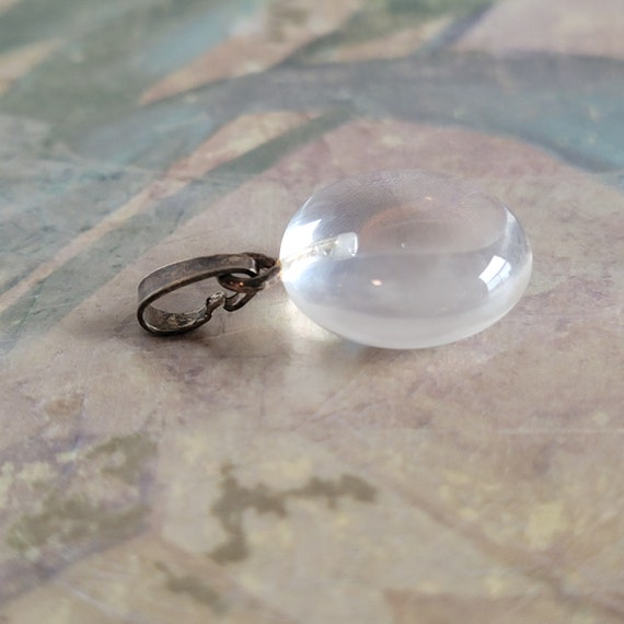 Vintage Sterling Silver Bale and Clear Glass Pend… - image 3