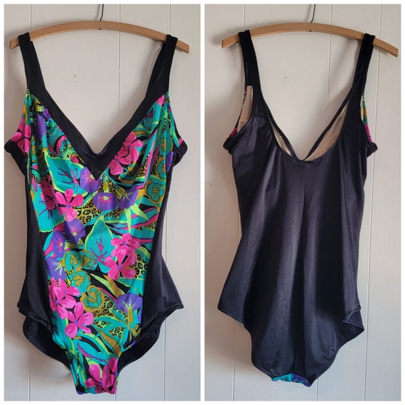 Vintage Rose Marie Reid Bathing Suit Black Tropic… - image 2