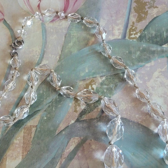 Vintage Clear Faceted Cut Glass Beaded Graduated … - image 7