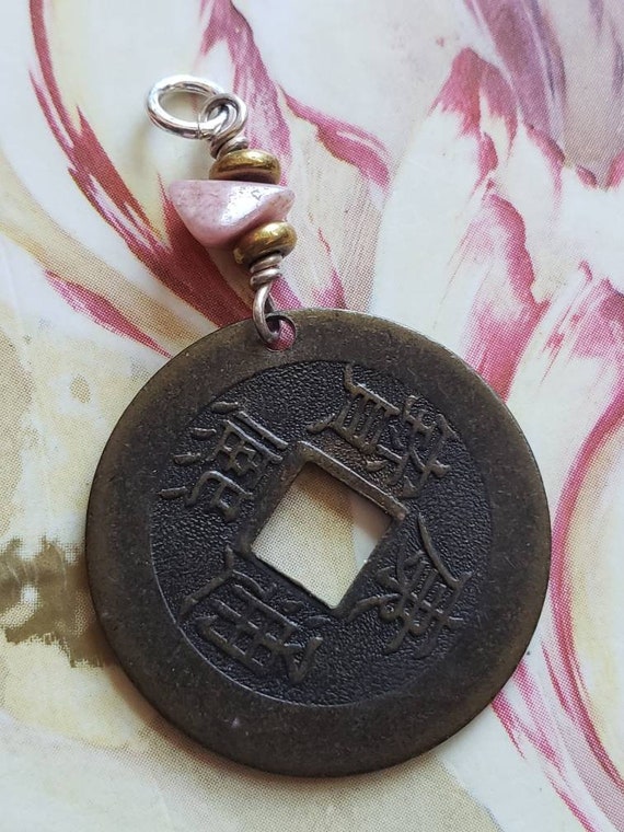 Vintage Asian Style Coin  Pendant 1990s - image 2